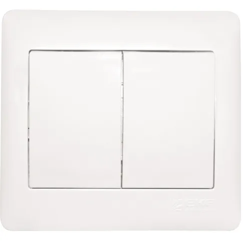 София Выключатель 2-клавишный,10А, белый EKF Simple