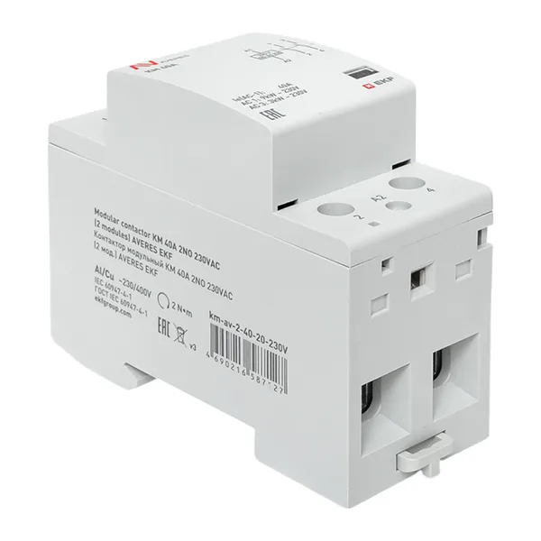 Контактор модульный КМ 40А 2NО 230VAC (2 мод.) AVERES EKF