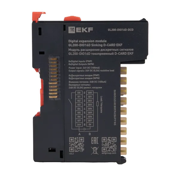 Модуль расширения дискретных сигналов GL200-DIO16D токоприемный D-CARD EKF