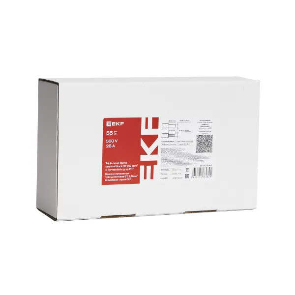 Клемма пружинная трёхуровневая ST 2.5 мм2 6 выводов серая EKF