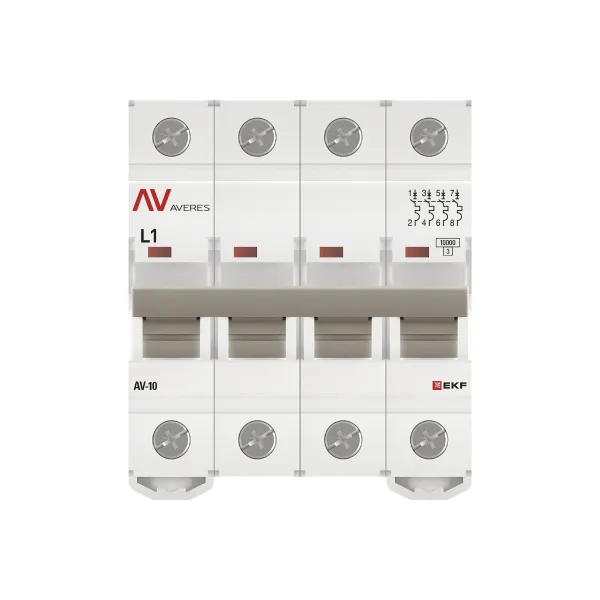 Выключатель автоматический AV-10 4P 1A (L) 10kA EKF AVERES
