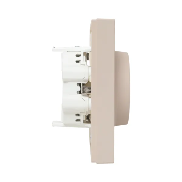 Механизм розетки двойной, 16А, с заземлением, без шторок, с рамкой, кремовый Эпика EKF