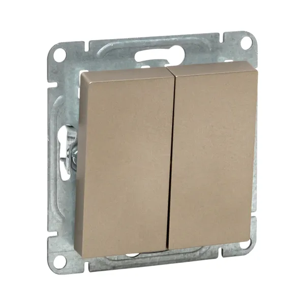 Механизм выключателя, двухклавишный, проходной, шампань Эпика EKF