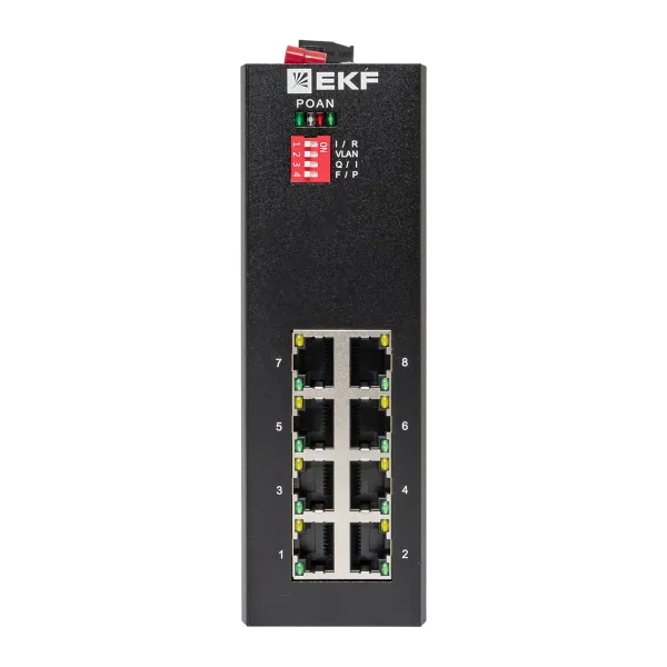 Промышленный неуправляемый коммутатор U-8GT, 8 портов 10/100/1000Base-T(X) RJ45, монтаж на динрейку TSX EKF