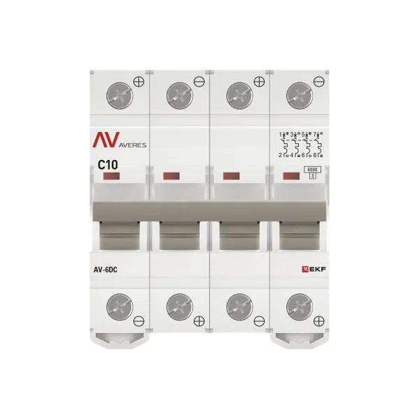 Выключатель автоматический AV-6 DC 4P 10A (C) 6kA EKF AVERES