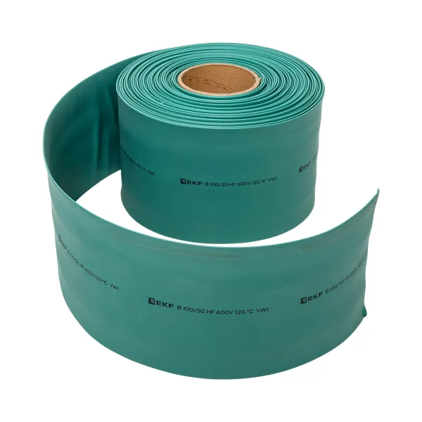 Термоусаживаемая трубка ТУТ нг 100/50 зелёная рулон EKF PROxima