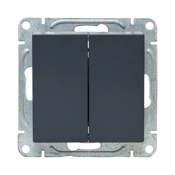 Механизм выключателя, двухклавишный, кнопочный, графит Эпика EKF