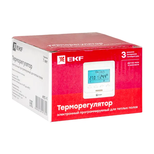 Термостат для теплых полов электронный 16 A 230В с датчиком пола EKF
