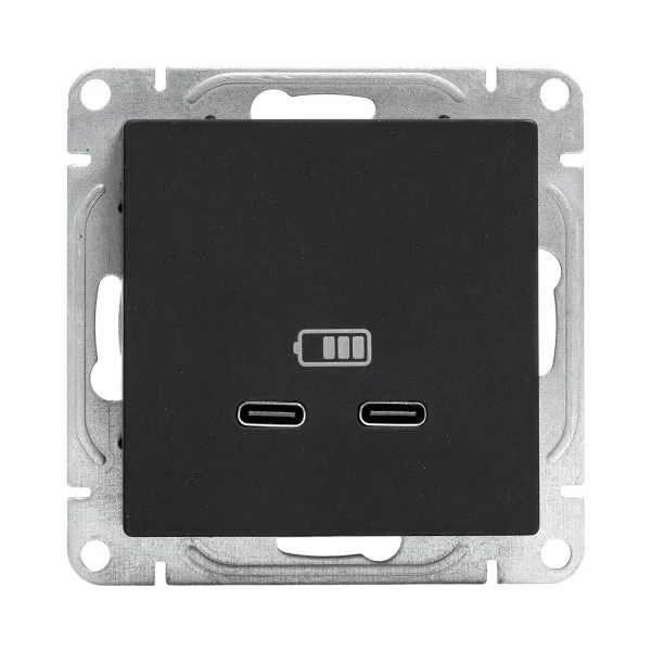 Механизм розетки USB-C - 2шт, чёрный Эпика EKF