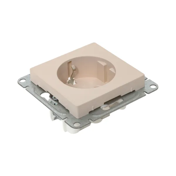 Механизм розетки, 16А, с заземлением, со шторками, кремовый Эпика EKF