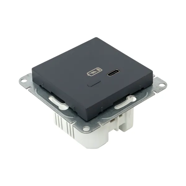 Механизм розетки USB-С, быстрая, графит Эпика EKF