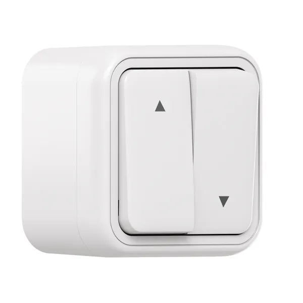 Выключатель, для жалюзи белый, ОП, винтовые клеммы белый, Бронто EKF