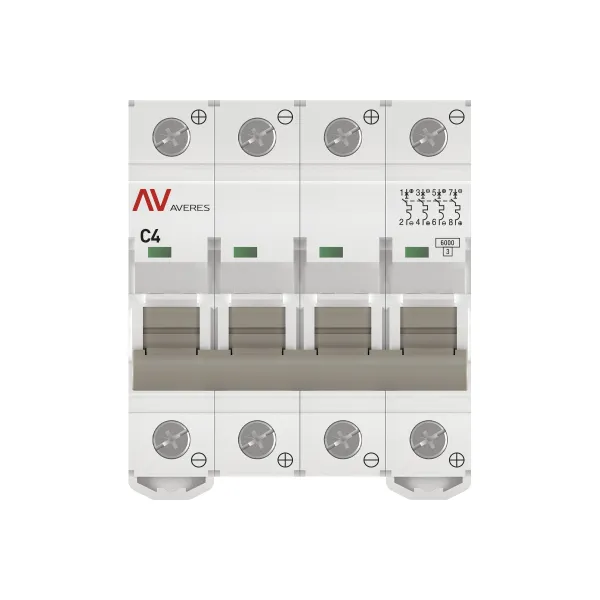 Выключатель автоматический AV-6 DC 4P 4A (C) 6kA EKF AVERES