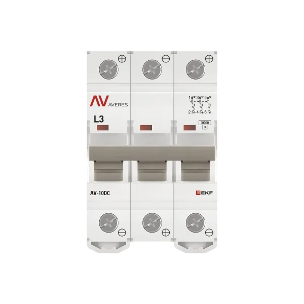 Выключатель автоматический AV-10 DC 3P 3A (L) 10kA EKF AVERES
