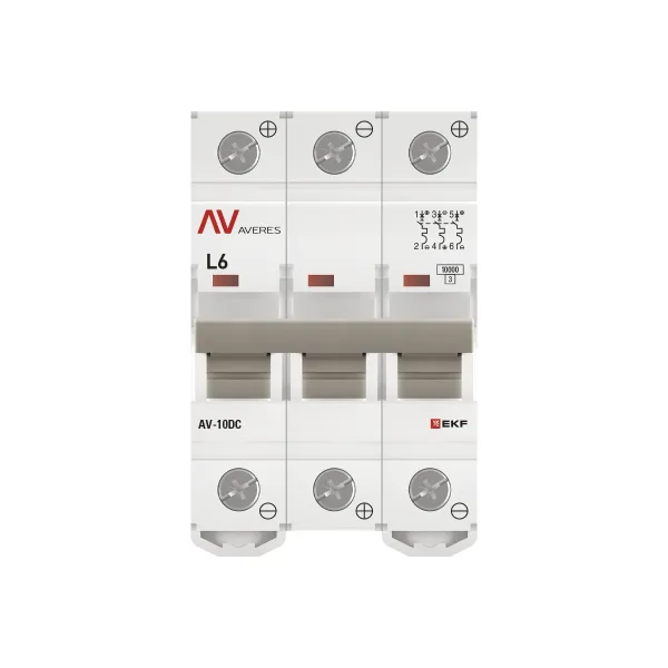 Выключатель автоматический AV-10 DC 3P 6A (L) 10kA EKF AVERES