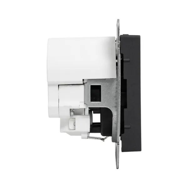 Механизм розетки с USB-A+С - 2шт, 16А, с заземлением, со шторками, чёрный Эпика EKF