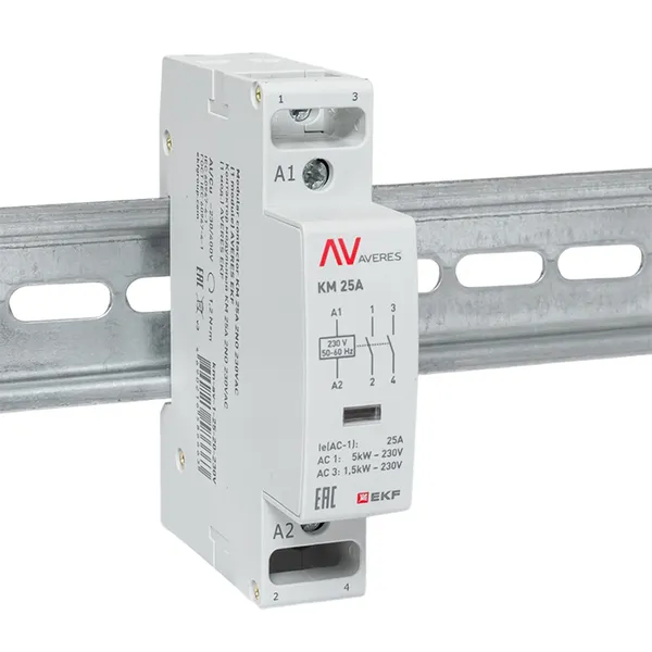 Контактор модульный КМ 25А 2NО 230VAC (1 мод.) AVERES EKF