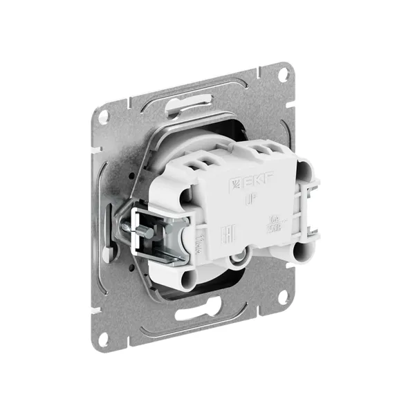 Механизм розетки, 16А, без заземления, со шторками, графит Эпика EKF