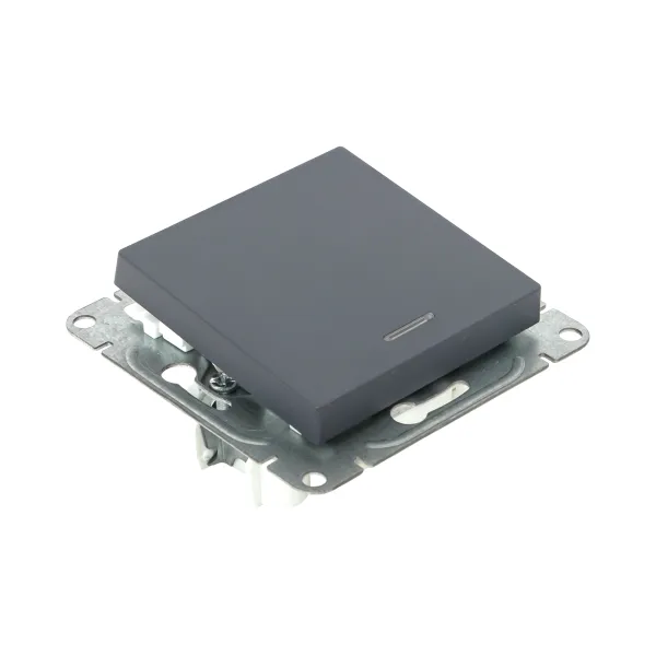 Механизм выключателя, одноклавишный, с подсветкой, графит Эпика EKF