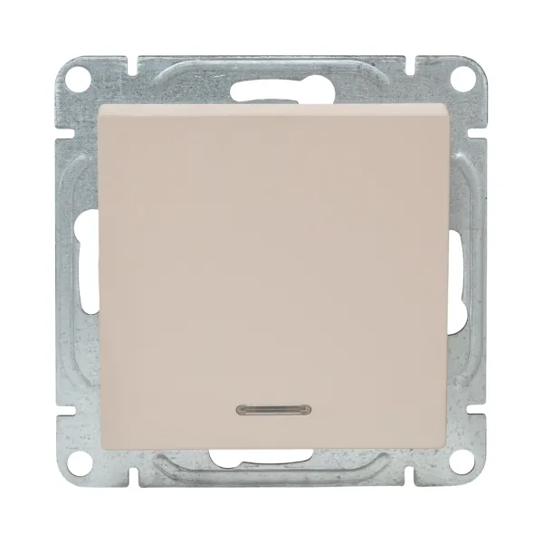 Механизм выключателя, одноклавишный, с подсветкой, кремовый Эпика EKF