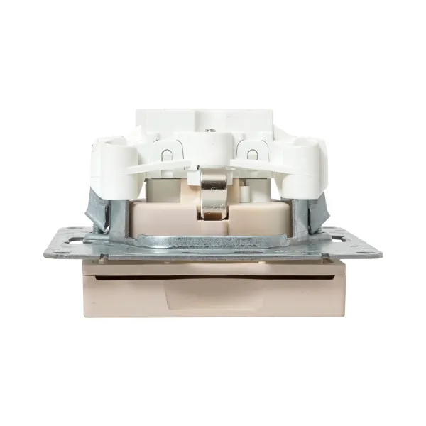 Механизм розетки, 16А, IP44, с заземлением, со шторками, c крышкой, кремовый Эпика EKF