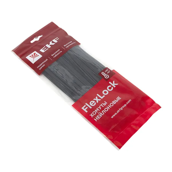 Хомут P6.6 стандартный (ч), 2.5x200 (100шт) FlexLock EKF
