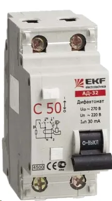 Дифференциальный автомат АД-32 40А/100мА (характеристика C, тип AC) 4,5кА EKF