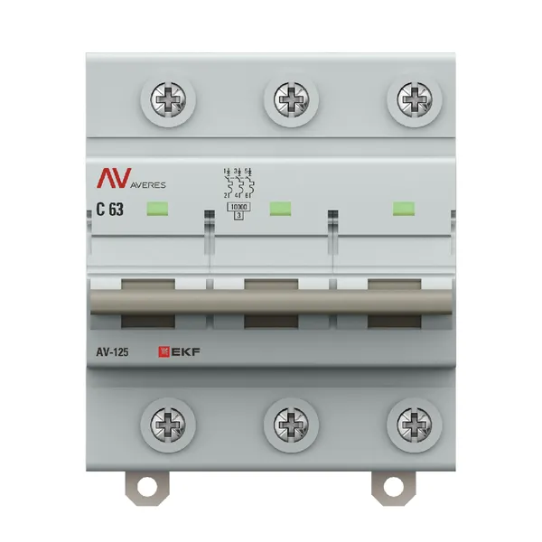Выключатель автоматический AV-125 3P 63A (C) 10kA EKF AVERES