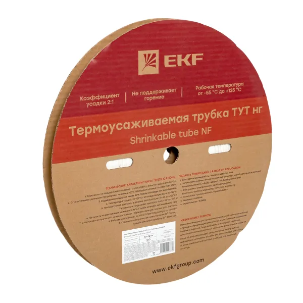 Термоусаживаемая трубка ТУТ нг 12/6 белая рулон EKF PROxima
