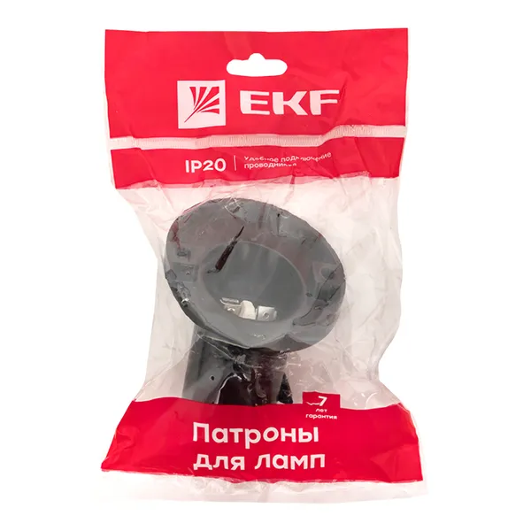 Патрон карболитовый наст. Е27 черн. наклонный индивидуальный пакет EKF