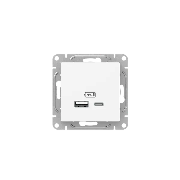 Механизм розетки USB-A+С, белый Эпика EKF