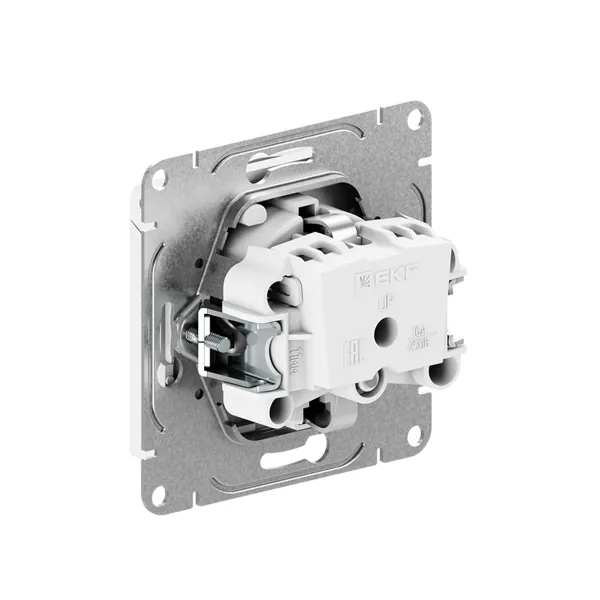 Механизм розетки, 16А, IP44, с заземлением, со шторками, c крышкой, графит Эпика EKF