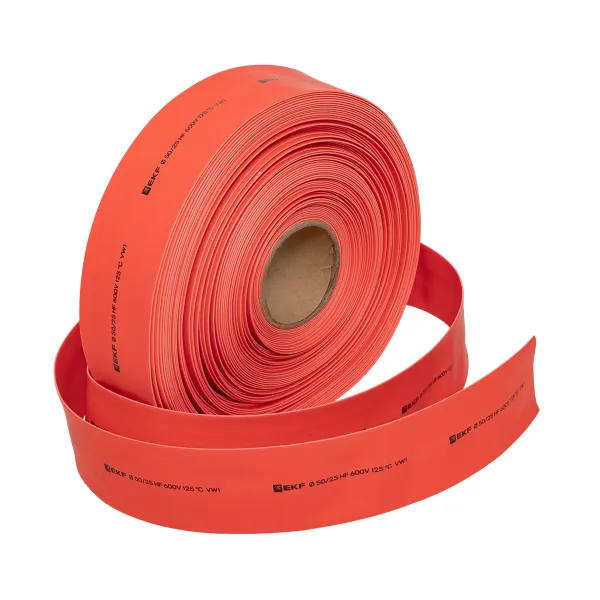 Термоусаживаемая трубка ТУТ нг 50/25 красная рулон EKF PROxima