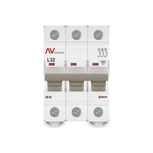 Выключатель автоматический AV-10 3P 32A (L) 10kA EKF AVERES