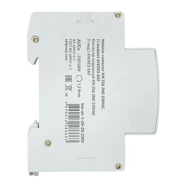Контактор модульный КМ 25А 2NО 230VAC (1 мод.) AVERES EKF