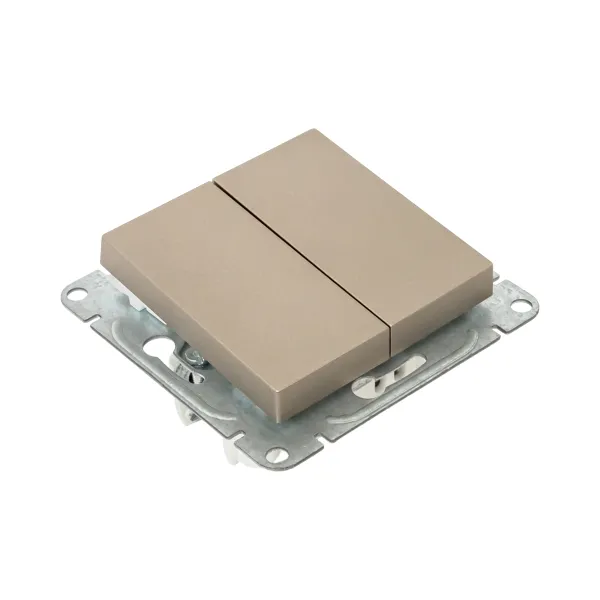 Механизм выключателя, двухклавишный, кнопочный, шампань Эпика EKF