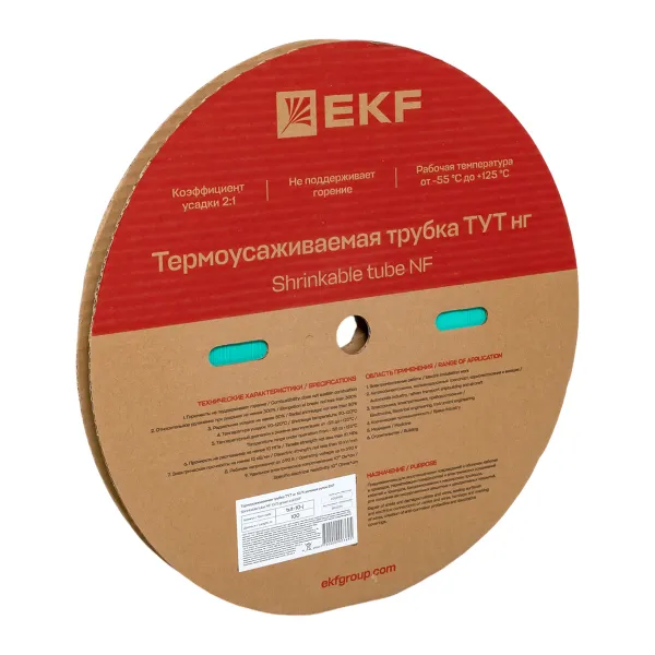 Термоусаживаемая трубка ТУТ нг 10/5 зелёная рулон EKF PROxima