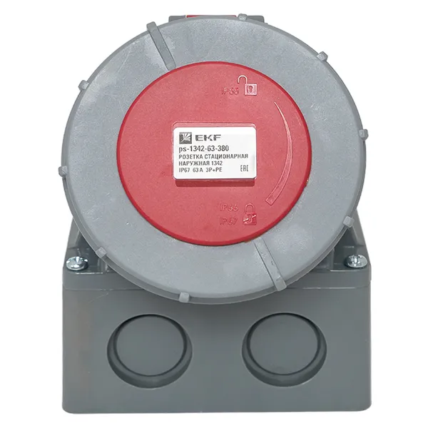 Розетка стационарная наружная 1342 3Р+РЕ 63А 380В IP67 EKF PROxima