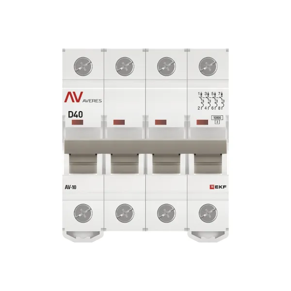 Выключатель автоматический AV-10 4P 40A (D) 10kA EKF AVERES