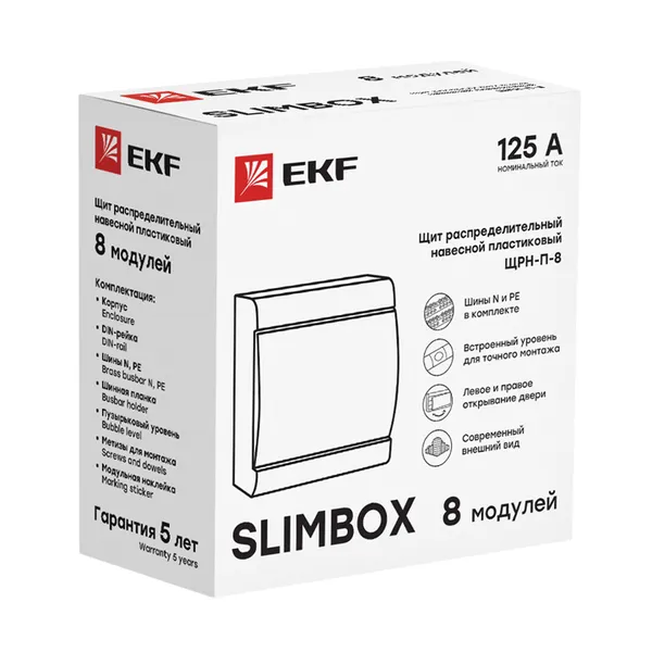 Щит распределительный ЩРН-П-8 "SlimBox" белая дверца IP41 EKF