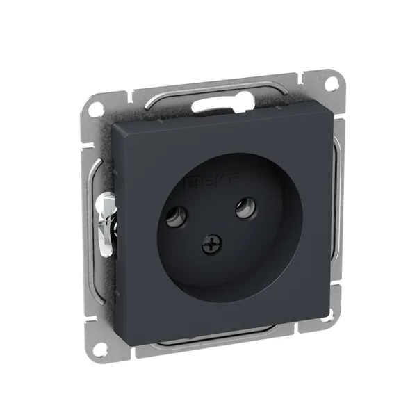 Механизм розетки, 16А, без заземления, без шторок, графит Эпика EKF