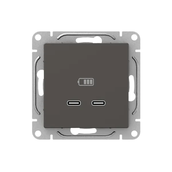 Механизм розетки USB-C - 2шт, мокко Эпика EKF