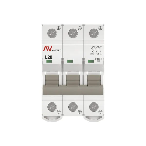 Выключатель автоматический AV-10 DC 3P 20A (L) 10kA EKF AVERES