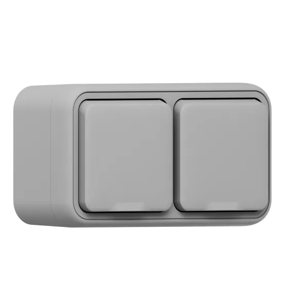 Розетка, двухместная, ОП, винтовые клеммы серый, Бронто EKF