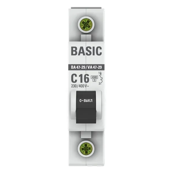 Автоматический выключатель 1P 16А (C) 4,5кА ВА 47-29 EKF Basic (3 шт)