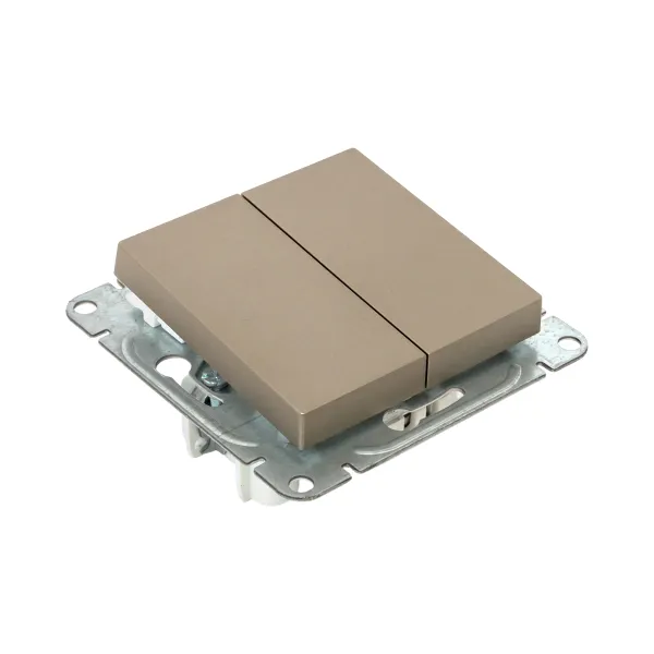 Механизм выключателя, двухклавишный, шампань Эпика EKF