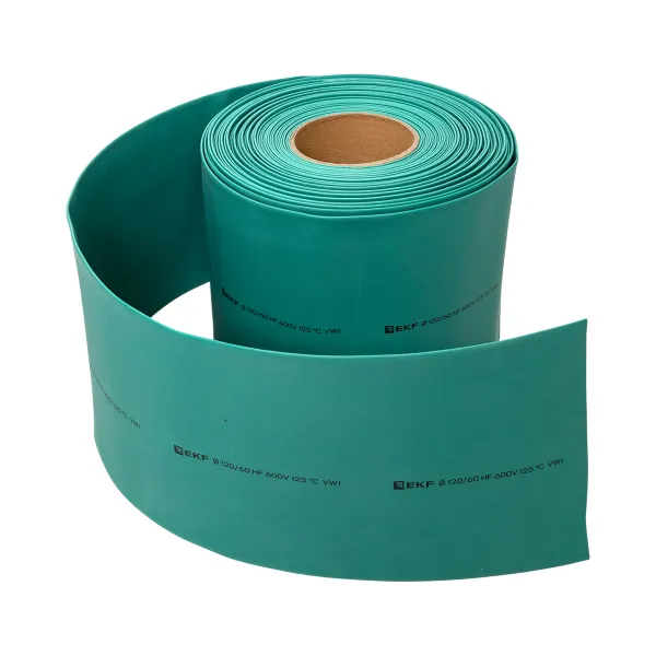 Термоусаживаемая трубка ТУТ нг 120/60 зелёная рулон EKF PROxima