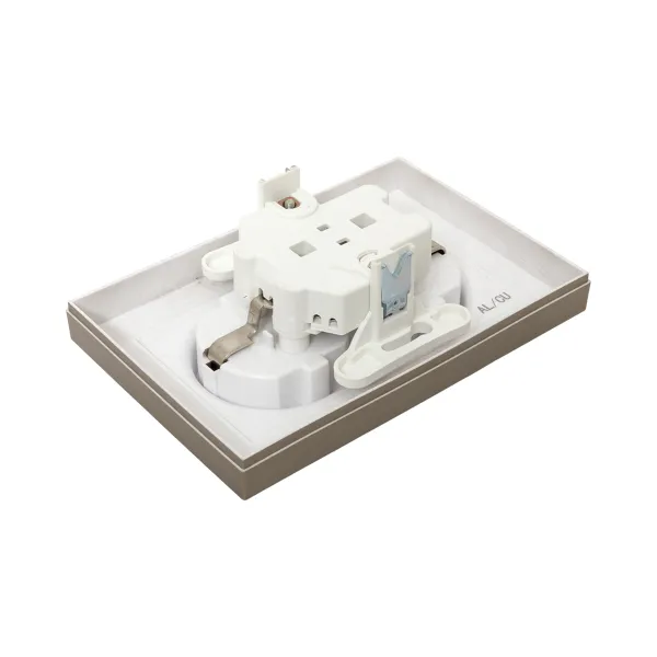 Механизм розетки двойной, 16А, с заземлением, без шторок, с рамкой, шампань Эпика EKF