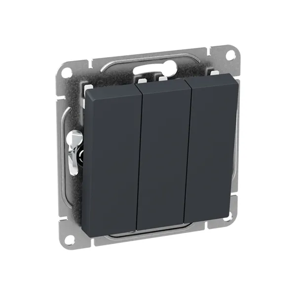 Механизм выключателя, трёхклавишный, графит Эпика EKF