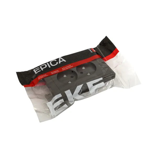 Механизм розетки двойной, 16А, без заземления, без шторок, с рамкой, мокко Эпика EKF